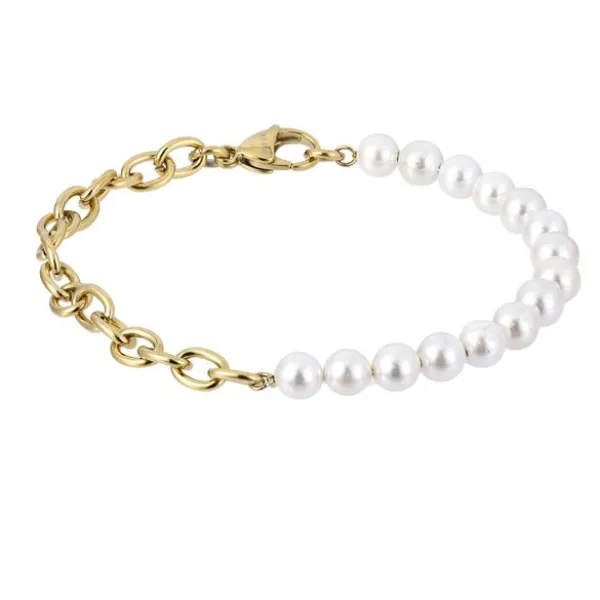 Steel Plus Pearl Teräsrannekoru BSS904 GP SS CHAIN WHITE Cheap